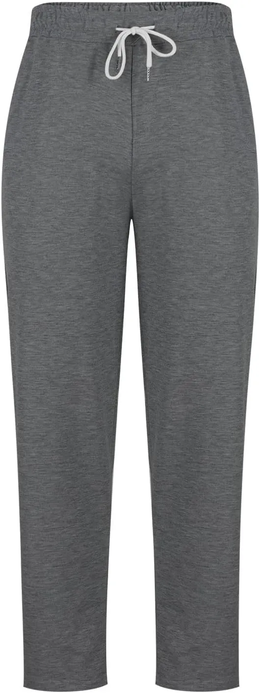 Men's Casual Pants Elastic Waist Drawstring Joggers Sports Pants Lightweight Loose Fit Straight Trousers with Pockets