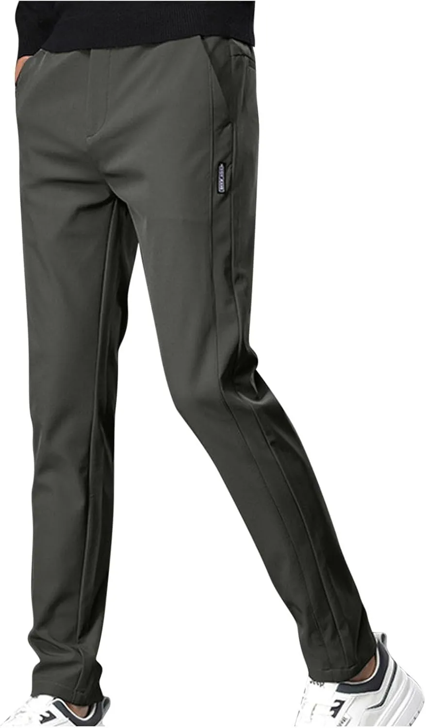 Mens Casual Pants Elastic Waist Trousers Straight Fit Pant Solid Color Sweatpants Regular Fit Tracksuit Jogging Bottoms
