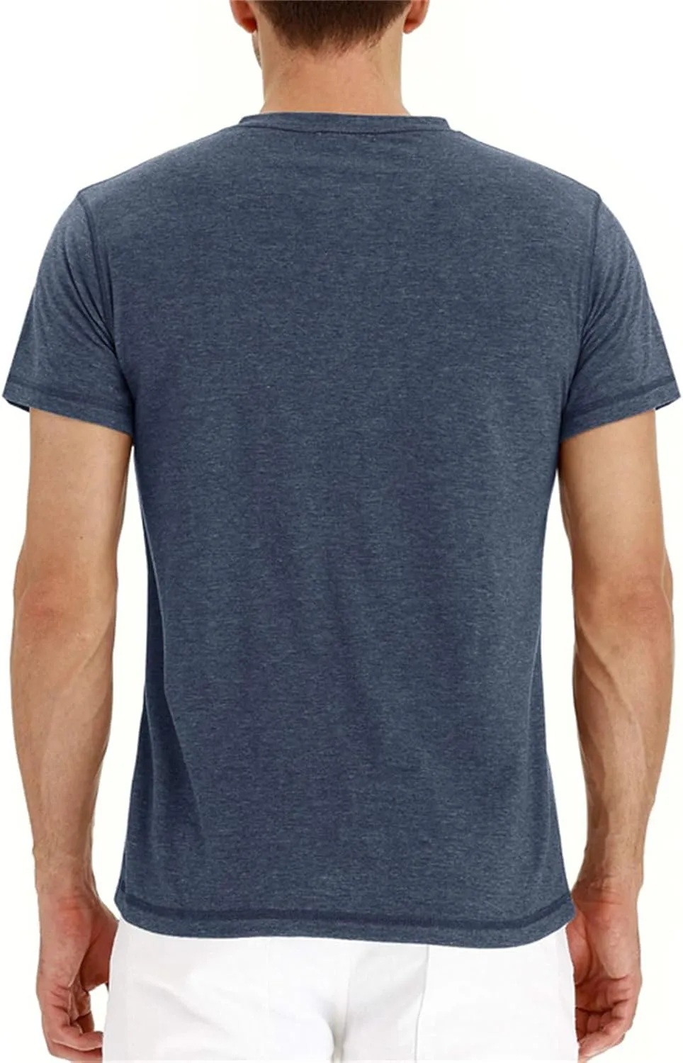 Mens Casual T Shirts Button Down Crewneck Basic Tees Slim Fit Plain Workout Tees Lightweight Breathable Muscle Shirts