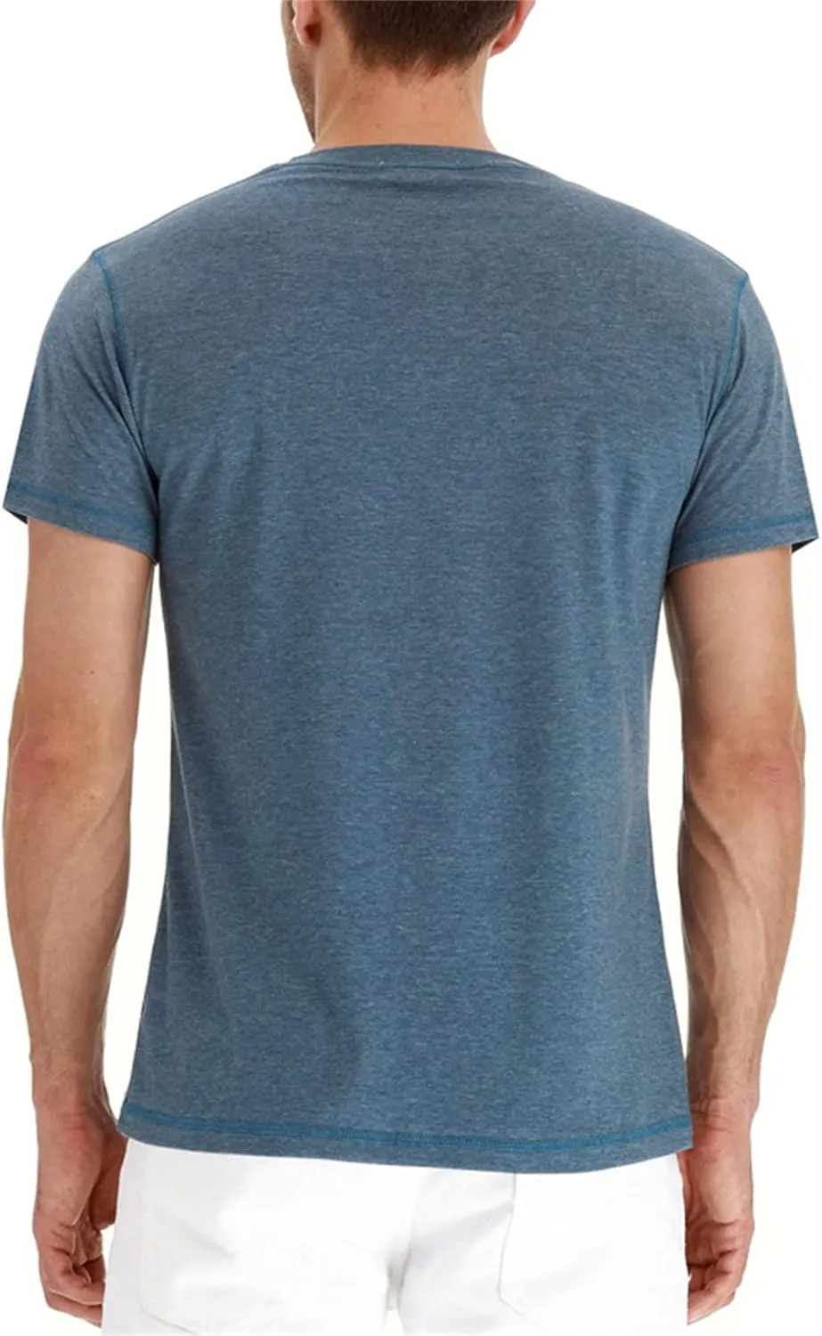 Mens Casual T Shirts Button Down Crewneck Basic Tees Slim Fit Plain Workout Tees Lightweight Breathable Muscle Shirts