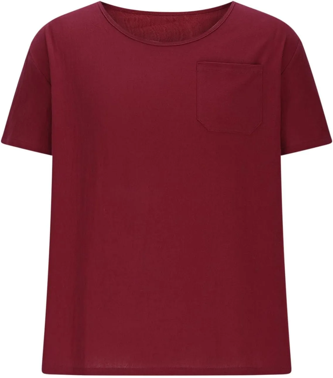 Men's Cotton Linen T Shirt Short Sleeve Crew Neck Tops Casual Summer Lightweight Loose Classic Basic Tee Shirts