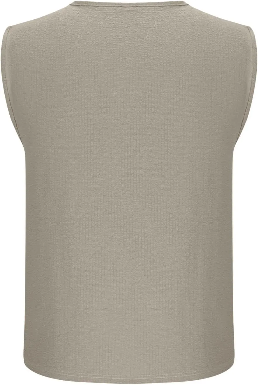 Men's Crewneck Sleeveless Athletic Tank Top Summer Casual Workout Muscle Cut Tee Tops Lightweight Quick Dry Vest