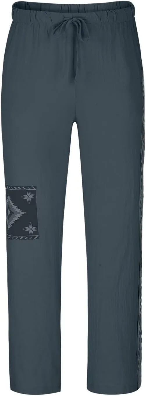 Mens Linen Pants for Man Thin Flare Wide Leg Tie Knot Plain Long Bootcut Leg Summer Fall 2025 Fashion
