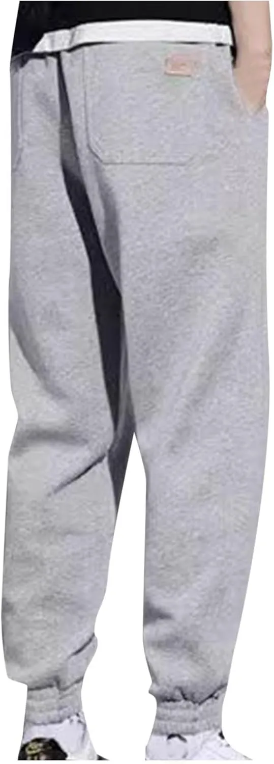 Mens Plus Size Sweatpants Drawstring Elastic Waisted Joggers Trousers Outdoor Athletic Track Pants with Pockets