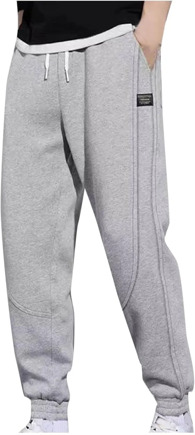Mens Plus Size Sweatpants Drawstring Elastic Waisted Joggers Trousers Outdoor Athletic Track Pants with Pockets