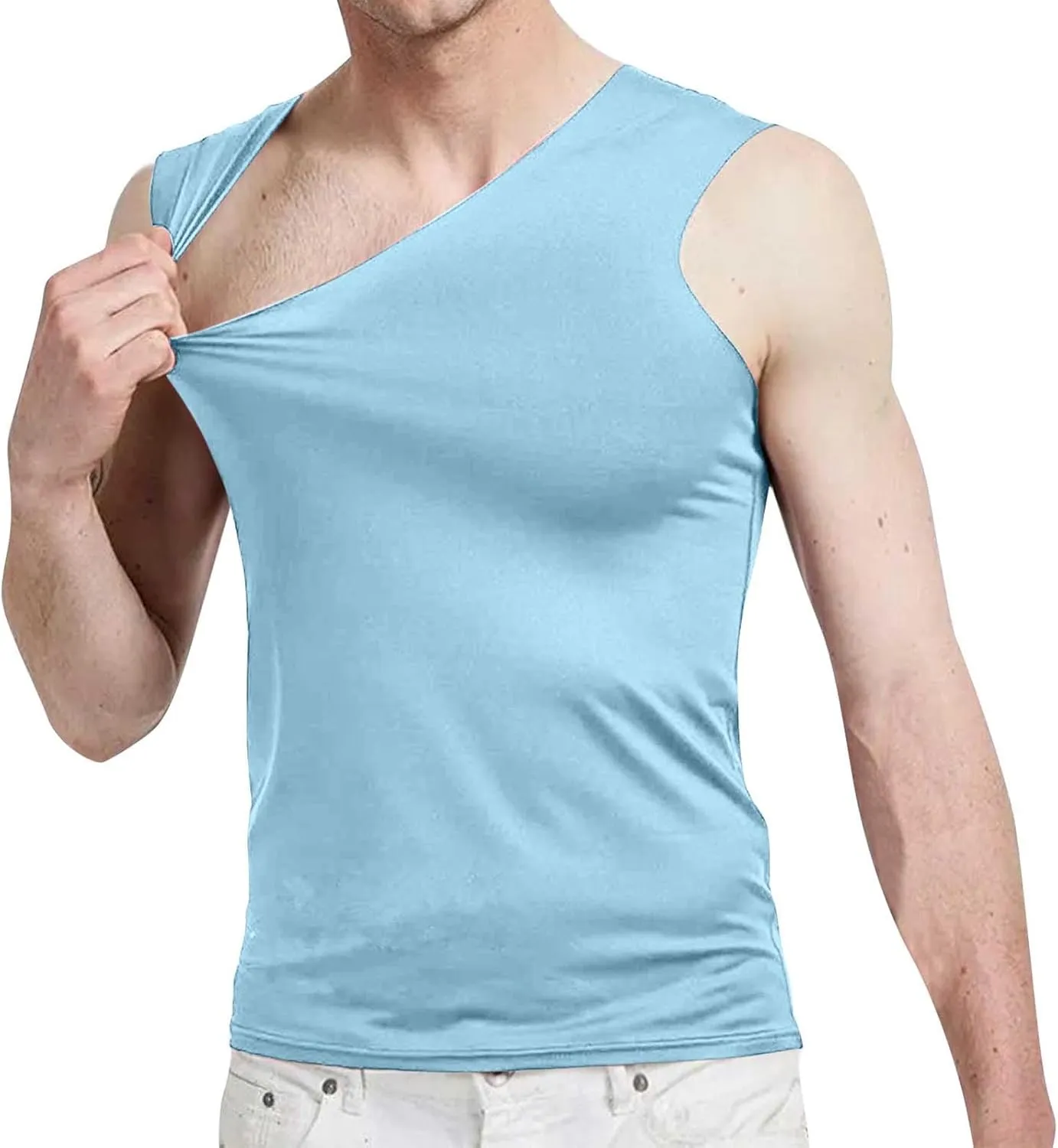 Men's Quick Dry Workout Tank Tops Breathable Comfy Gym Sleeveless Muscle V Neck Shirts for Active Gym Bodybuilding