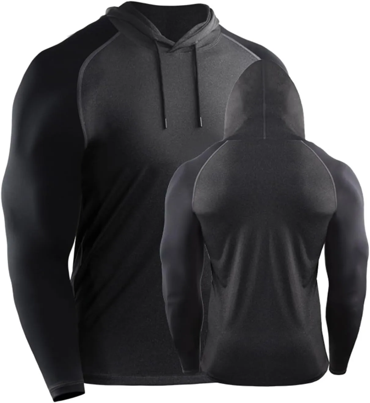 Men's Slim Fit Long Sleeve Hoodie Shirts with Drawstring Color Block Sweatshirt Casual Hooded Outdoor Pullover Tops