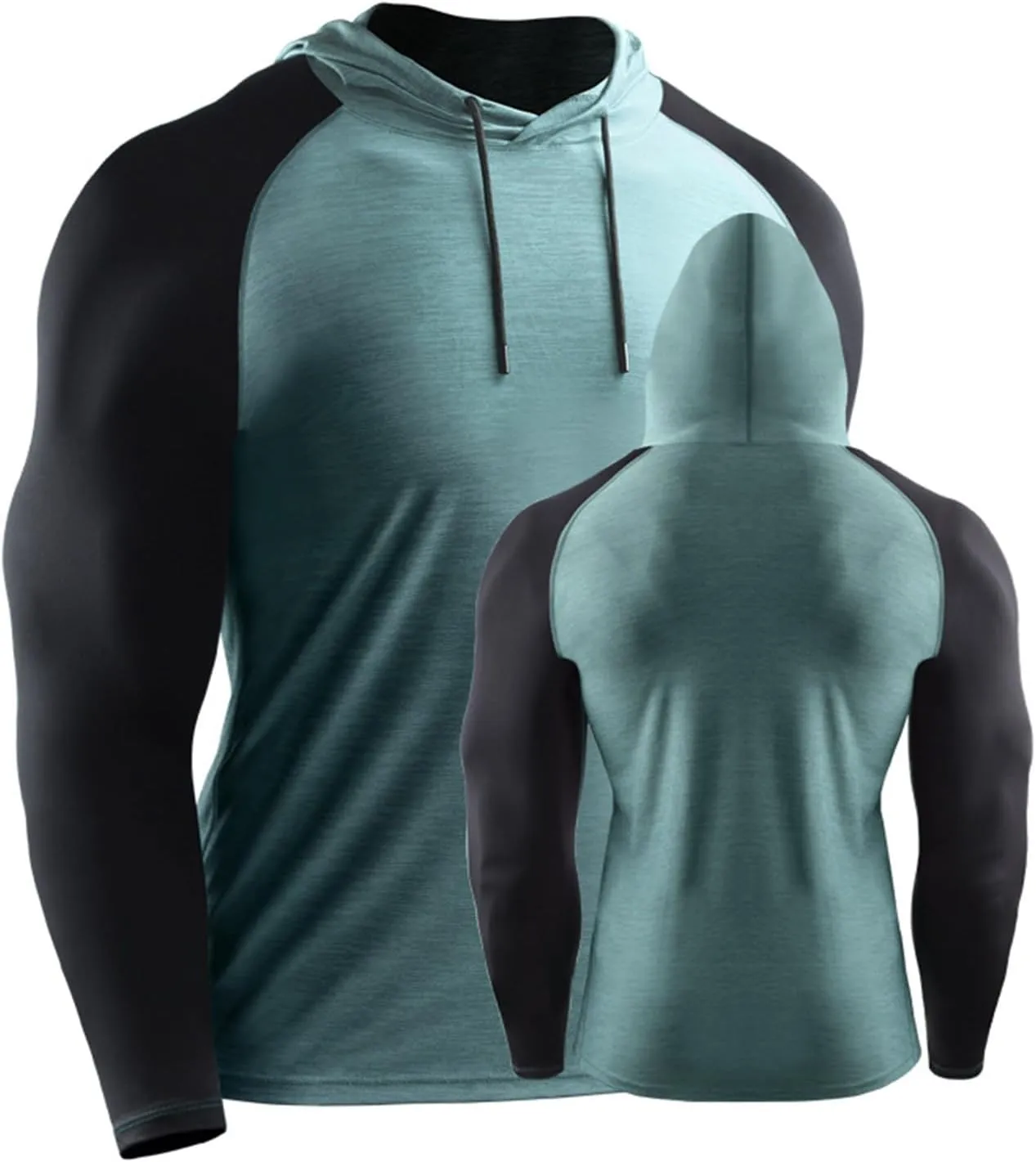 Men's Slim Fit Long Sleeve Hoodie Shirts with Drawstring Color Block Sweatshirt Casual Hooded Outdoor Pullover Tops