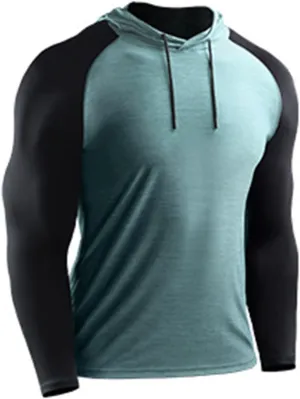 Men's Slim Fit Long Sleeve Hoodie Shirts with Drawstring Color Block Sweatshirt Casual Hooded Outdoor Pullover Tops