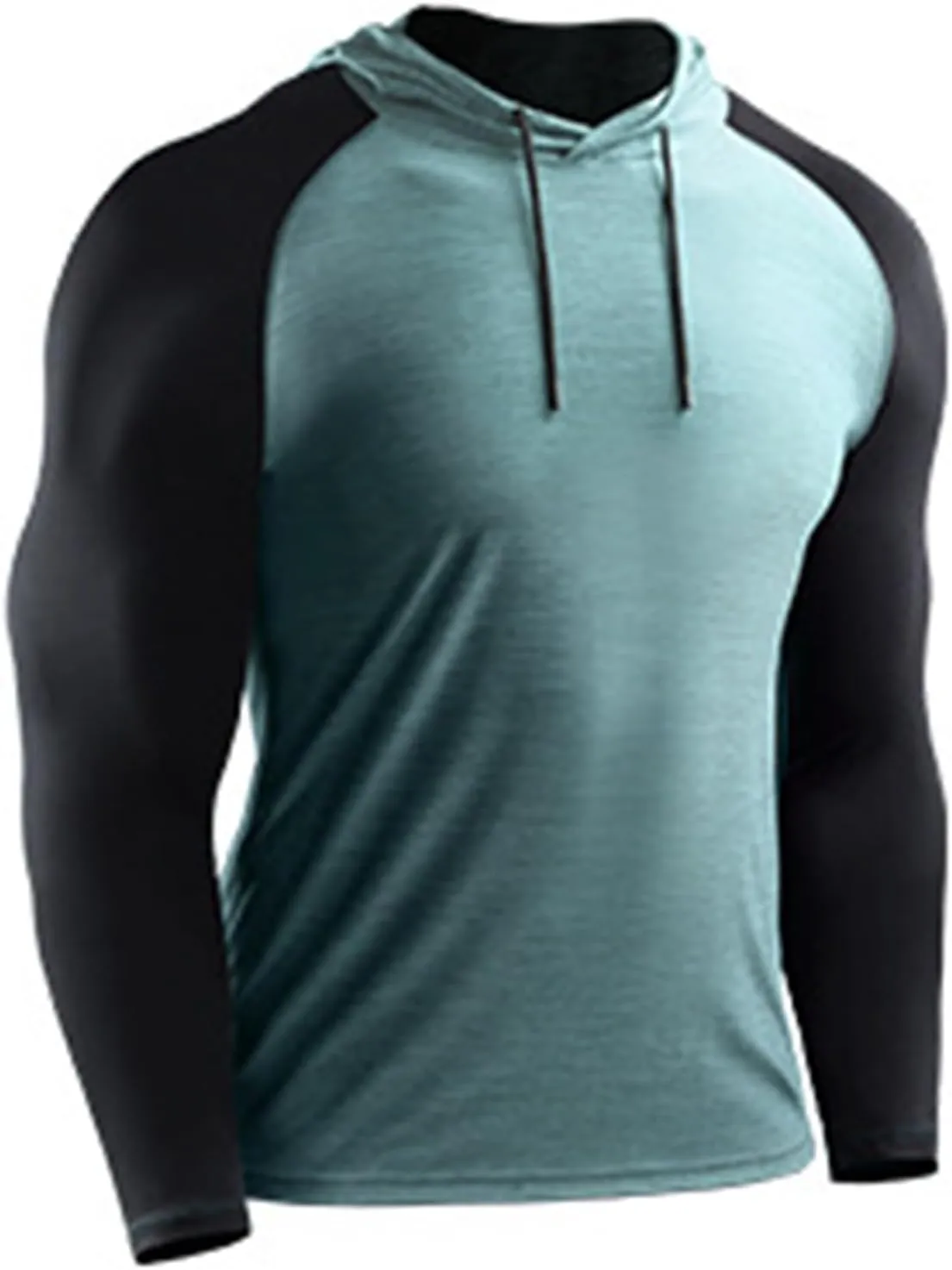 Men's Slim Fit Long Sleeve Hoodie Shirts with Drawstring Color Block Sweatshirt Casual Hooded Outdoor Pullover Tops