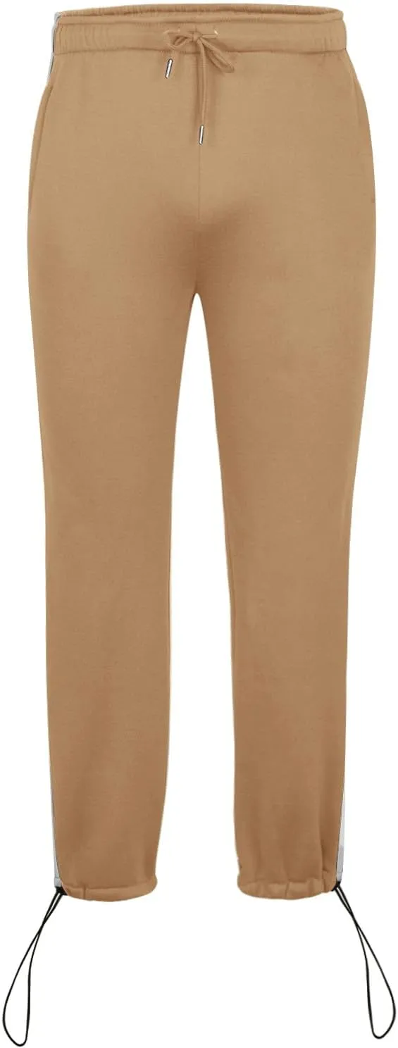 Men's Straight Leg Pants Contrast Drawstring Elastic Waist Sports Pants Work Casual Trousers with Pockets