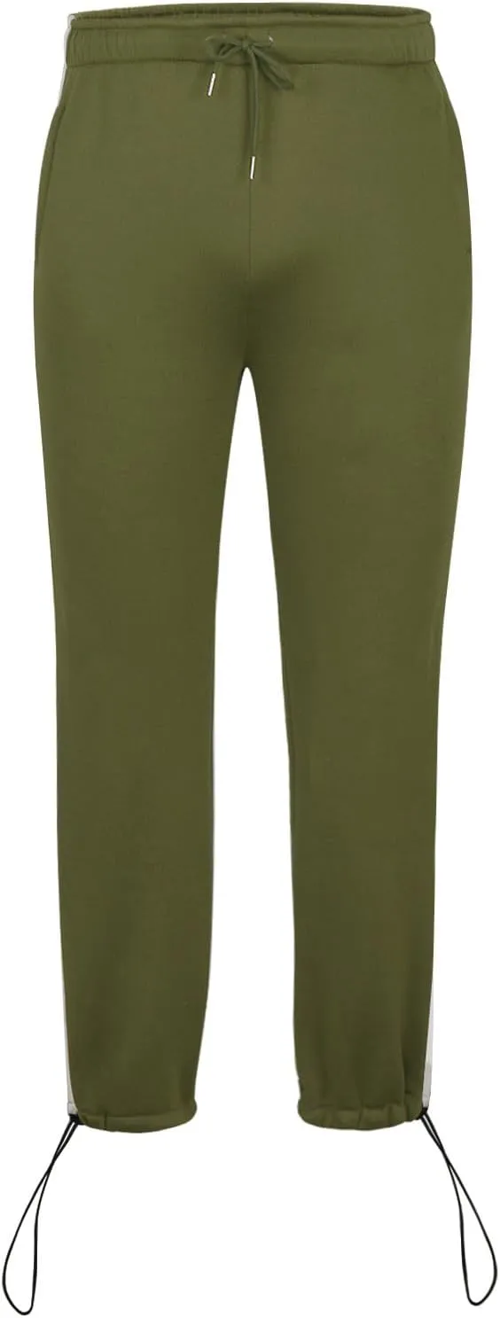 Men's Straight Leg Pants Contrast Drawstring Elastic Waist Sports Pants Work Casual Trousers with Pockets