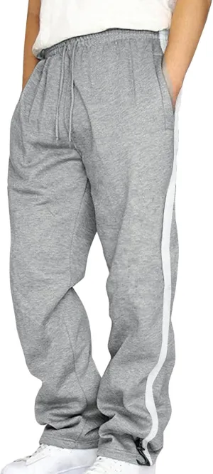 Men's Straight Leg Pants Contrast Drawstring Elastic Waist Sports Pants Work Casual Trousers with Pockets