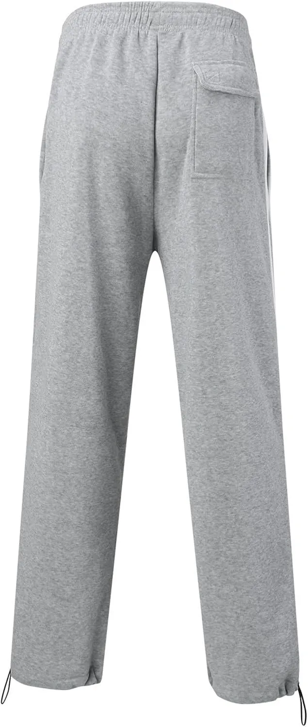 Men's Straight Leg Pants Contrast Drawstring Elastic Waist Sports Pants Work Casual Trousers with Pockets