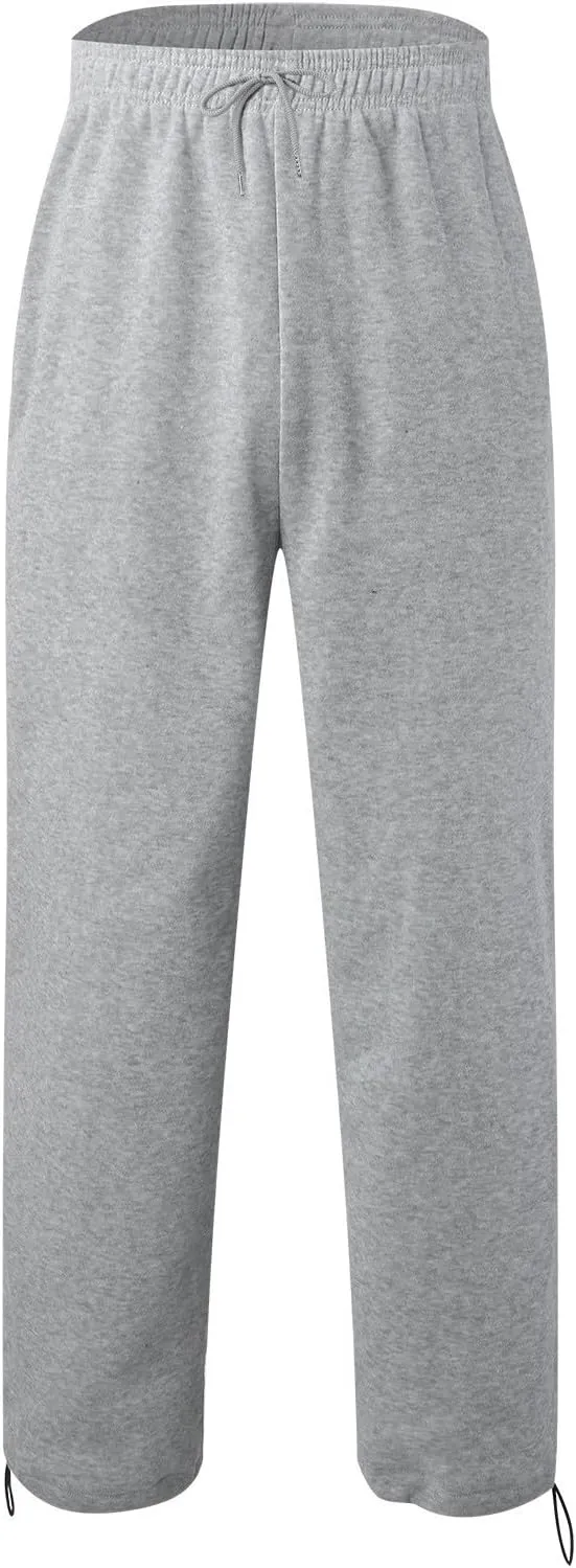 Men's Straight Leg Pants Contrast Drawstring Elastic Waist Sports Pants Work Casual Trousers with Pockets