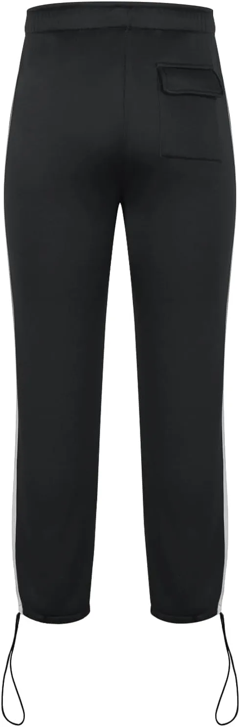 Men's Straight Leg Pants Contrast Drawstring Elastic Waist Sports Pants Work Casual Trousers with Pockets