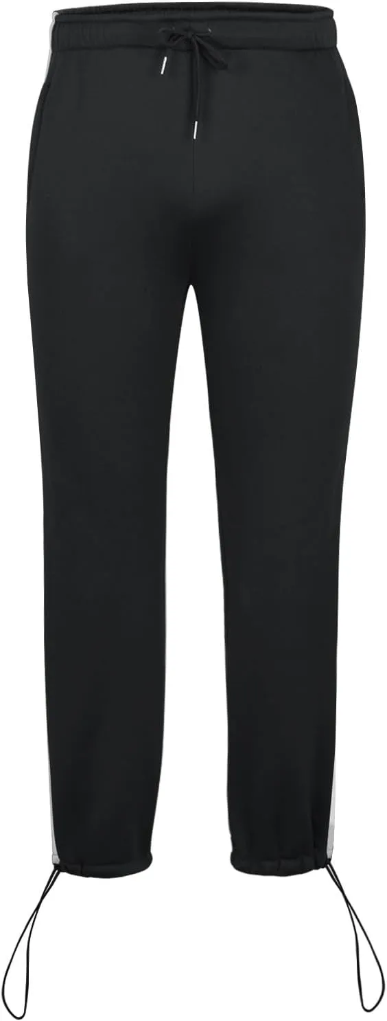 Men's Straight Leg Pants Contrast Drawstring Elastic Waist Sports Pants Work Casual Trousers with Pockets