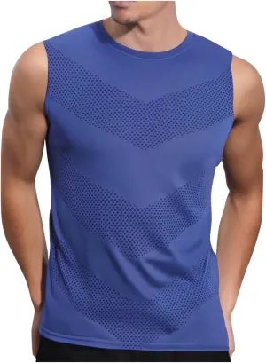 Men's Tank Top Breathable Moisture Wicking Muscle Shirt Summer Sleeveless Shirts Gym Workout Tanks Pullover Running