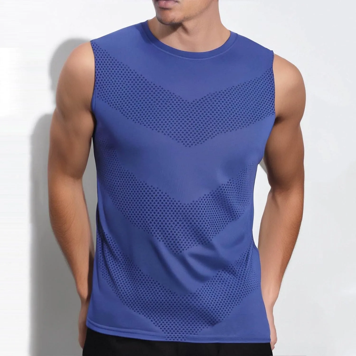 Men's Tank Top Breathable Moisture Wicking Muscle Shirt Summer Sleeveless Shirts Gym Workout Tanks Pullover Running