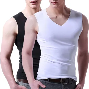 Mens Tank Tops Men's Ice Silk Vest Fitness Wide Shoulder Running Sports Quick Drying Inside and Outside Wear Summer