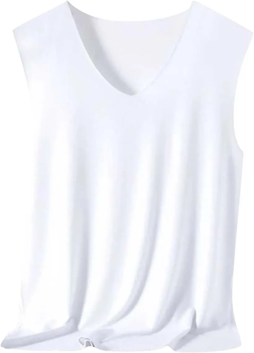 Mens Tank Tops Men's Ice Silk Vest Fitness Wide Shoulder Running Sports Quick Drying Inside and Outside Wear Summer