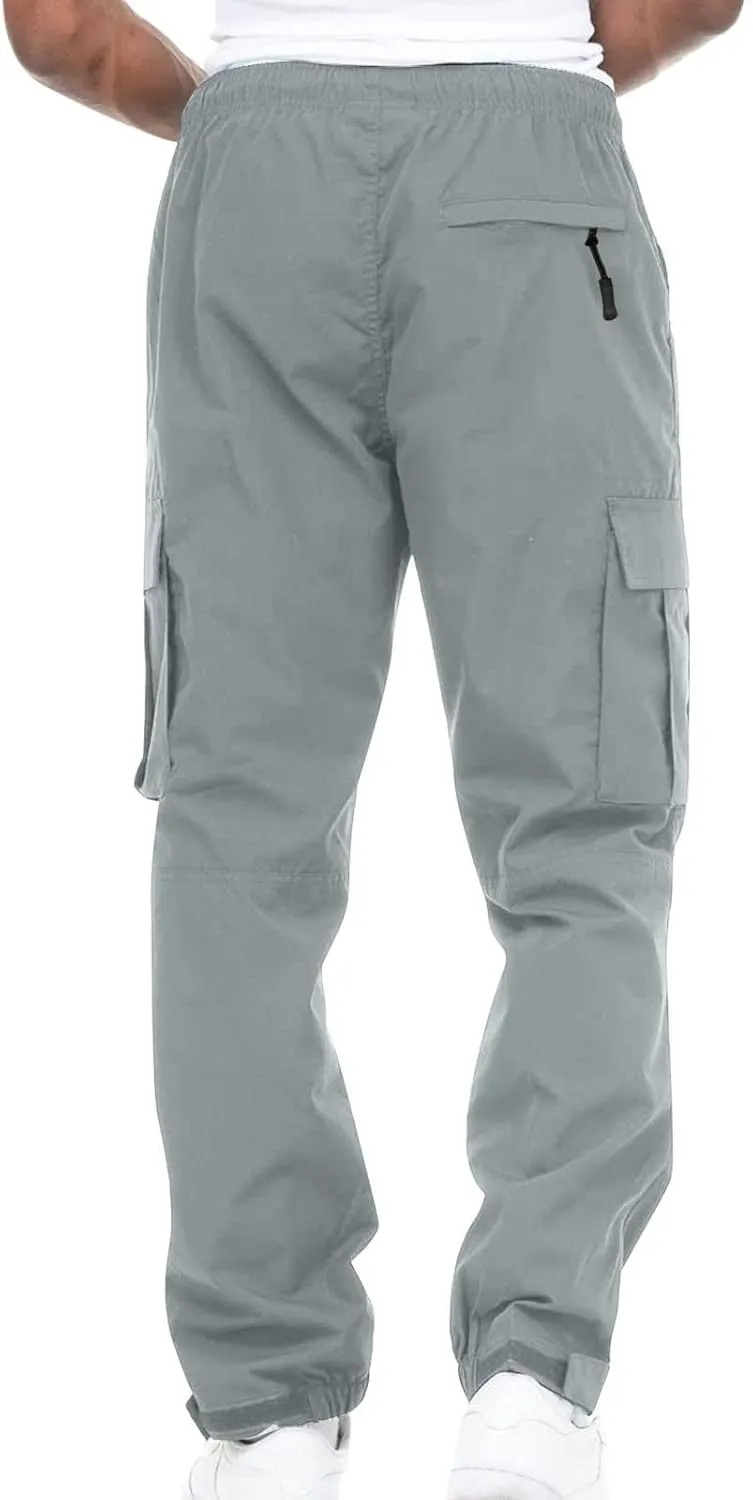 Mens Workout Cargo Sweatpants Waist Trousers Streetwear Work Pant Athletic Sweatpants with Pockets Men Joggers Pants