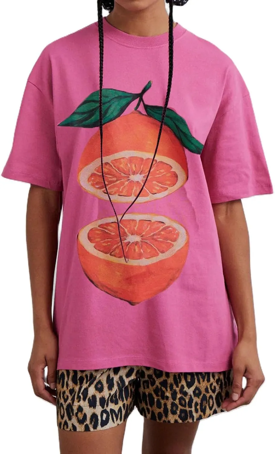 Muineobuka Women Y2k Fruit Graphic Tees Oversized Short Sleeve Crewneck Loose T Shirts Summer Aesthetic Streetwear
