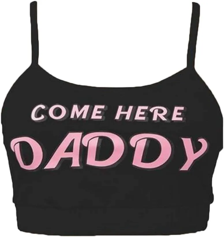 Multitrust Sexy Women Come Here Daddy Please Strappy Lingerie Set 2PCS Slutty Underwear Tank Tops and Panty Pajamas Sleepwear