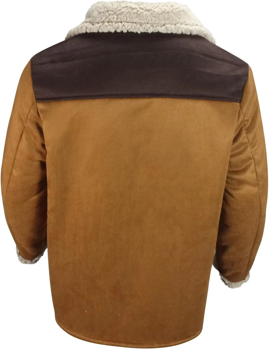 Muscularfit Faux Leather Long Trench Coats Men Vintage Suede Jacket Plush Collar Coats Zip Up Sherpa Motorcycle Jacket Coats