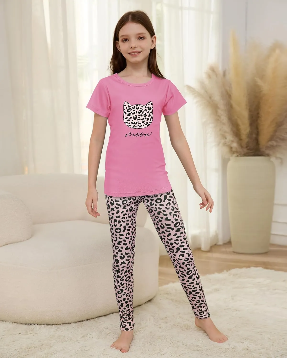 MyFav Mommy and Me Pajamas Heart Print Sleepwear Family Matching Short Sleeve Nightwear