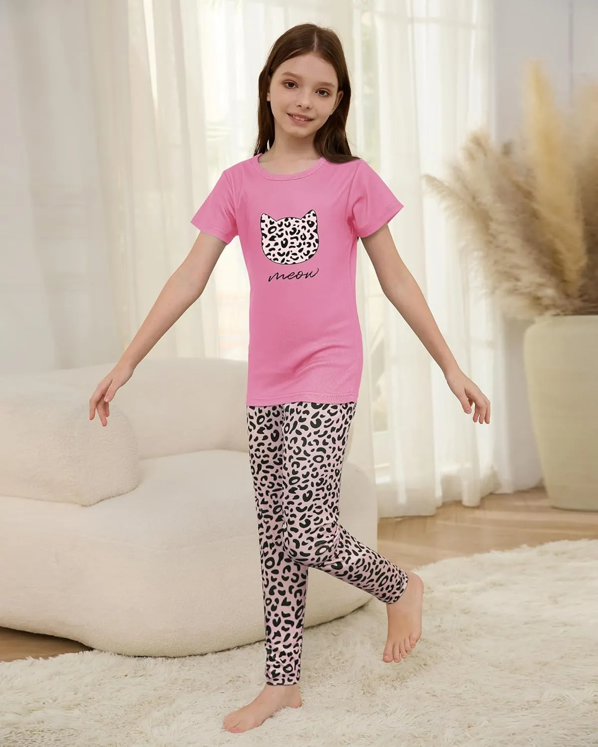 MyFav Mommy and Me Pajamas Heart Print Sleepwear Family Matching Short Sleeve Nightwear