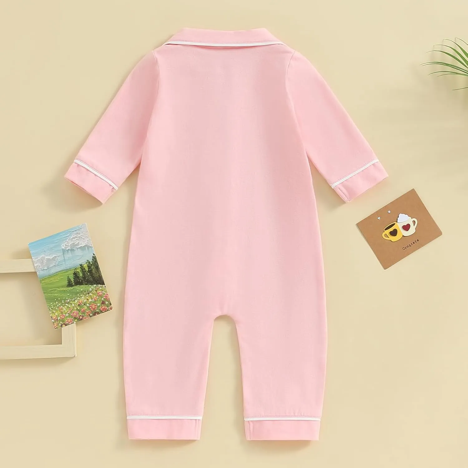 Newborn Baby Boy Girl Cotton Pajamas Romper Long Sleeve Button Down One Piece Jumpsuit Pjs Infant Lounge Sleepwears