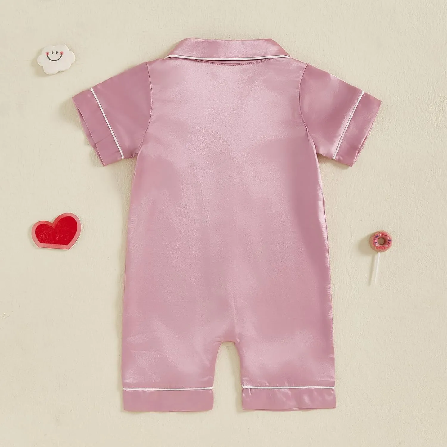 Newborn Baby Boy Girl Silk Pajamas Romper Shorts Sleeve Button Down Satin One Piece Onesie Pjs Infant Sleepwears
