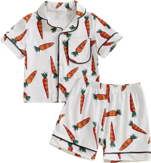 One Opening Boy Girl Baby Satin Toddler Pajamas Button Down Sleep Suit Kids Pjs Set