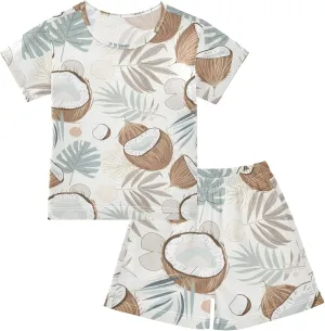 Organic Forms Coconut Pajama Set, Short Sleeve Cotton Sleepwear Nightwear