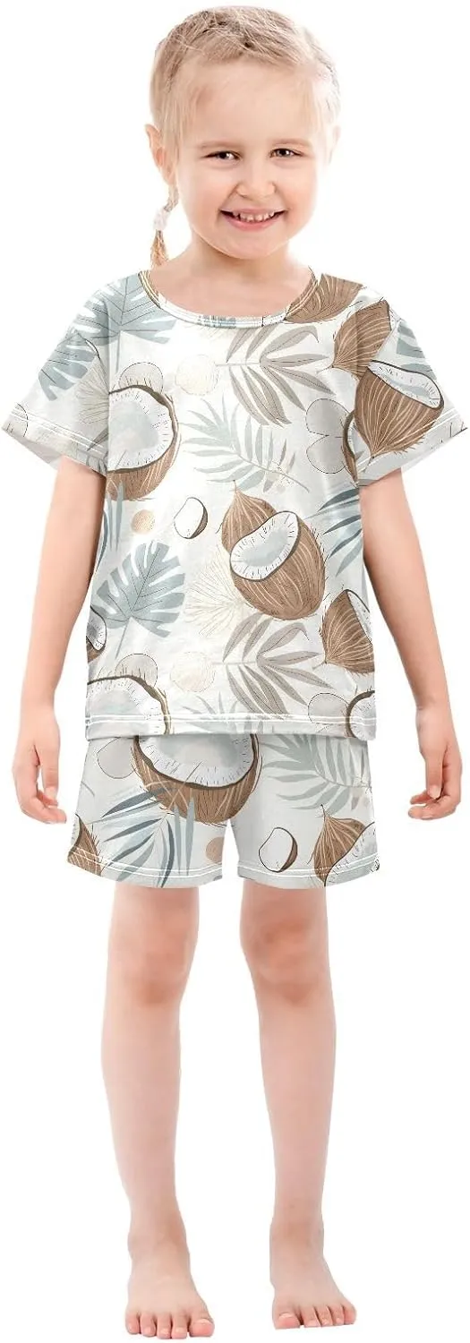 Organic Forms Coconut Pajama Set, Short Sleeve Cotton Sleepwear Nightwear