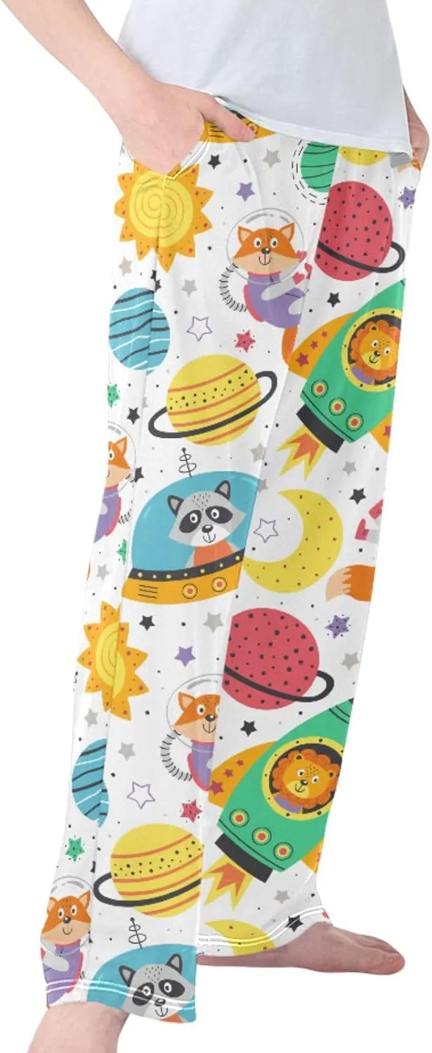 Pigsaly Boys' Pants Fox Panda Planets Stars Long Bottoms Space Animals Jogger Pants Elastic Waist Trousers with Pockets S