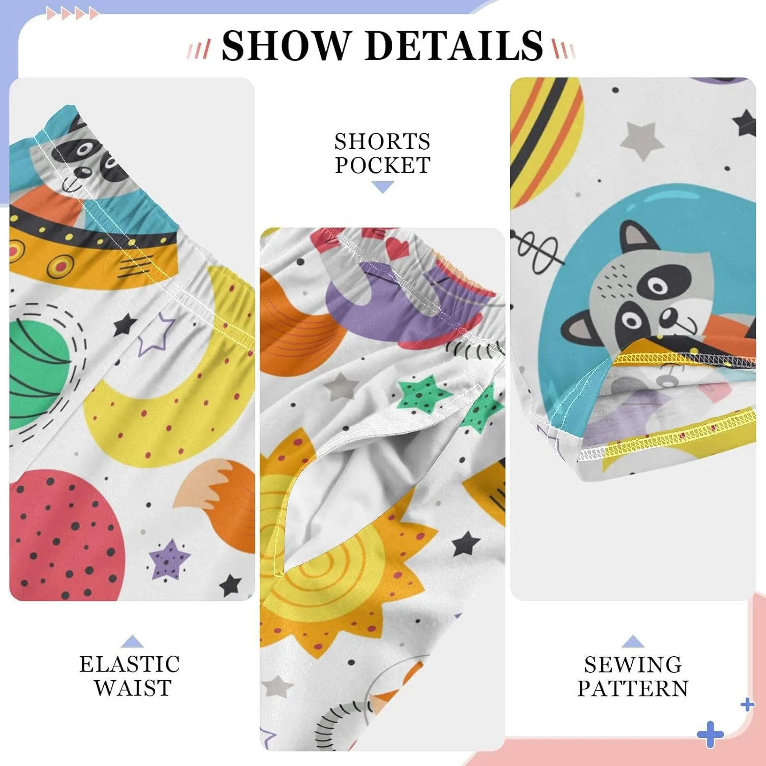 Pigsaly Boys' Pants Fox Panda Planets Stars Long Bottoms Space Animals Jogger Pants Elastic Waist Trousers with Pockets S