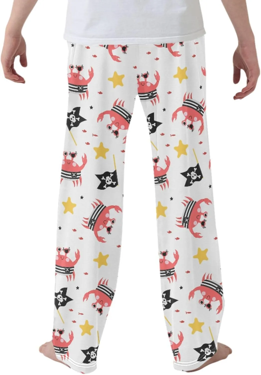 Pigsaly Boys' Pants Funny Pirate Crabs Long Bottoms Cartoon Gold Stars Skull Jogger Pants Elastic Waist Trousers Pockets S
