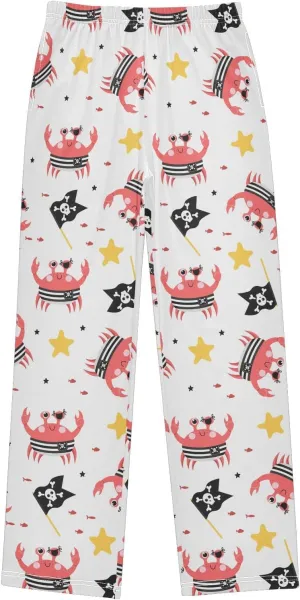 Pigsaly Boys' Pants Funny Pirate Crabs Long Bottoms Cartoon Gold Stars Skull Jogger Pants Elastic Waist Trousers Pockets S