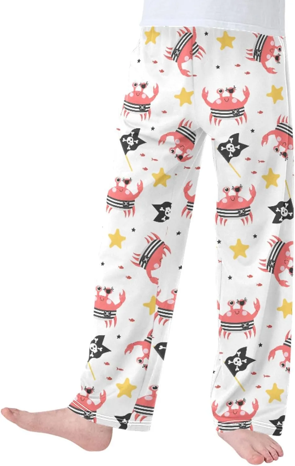 Pigsaly Boys' Pants Funny Pirate Crabs Long Bottoms Cartoon Gold Stars Skull Jogger Pants Elastic Waist Trousers Pockets S