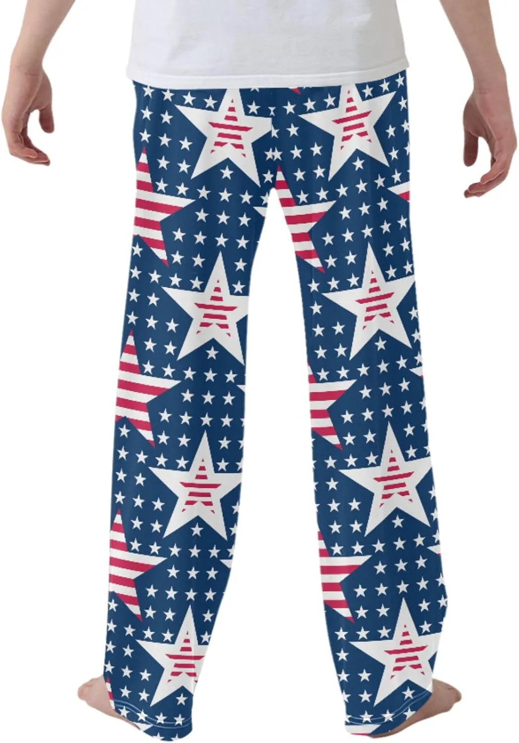 Pigsaly Boys' Pants Independence Day Usa Flag Long Bottoms Five Pointed Stars Stripes Jogger Pants Elastic Waist Trousers S