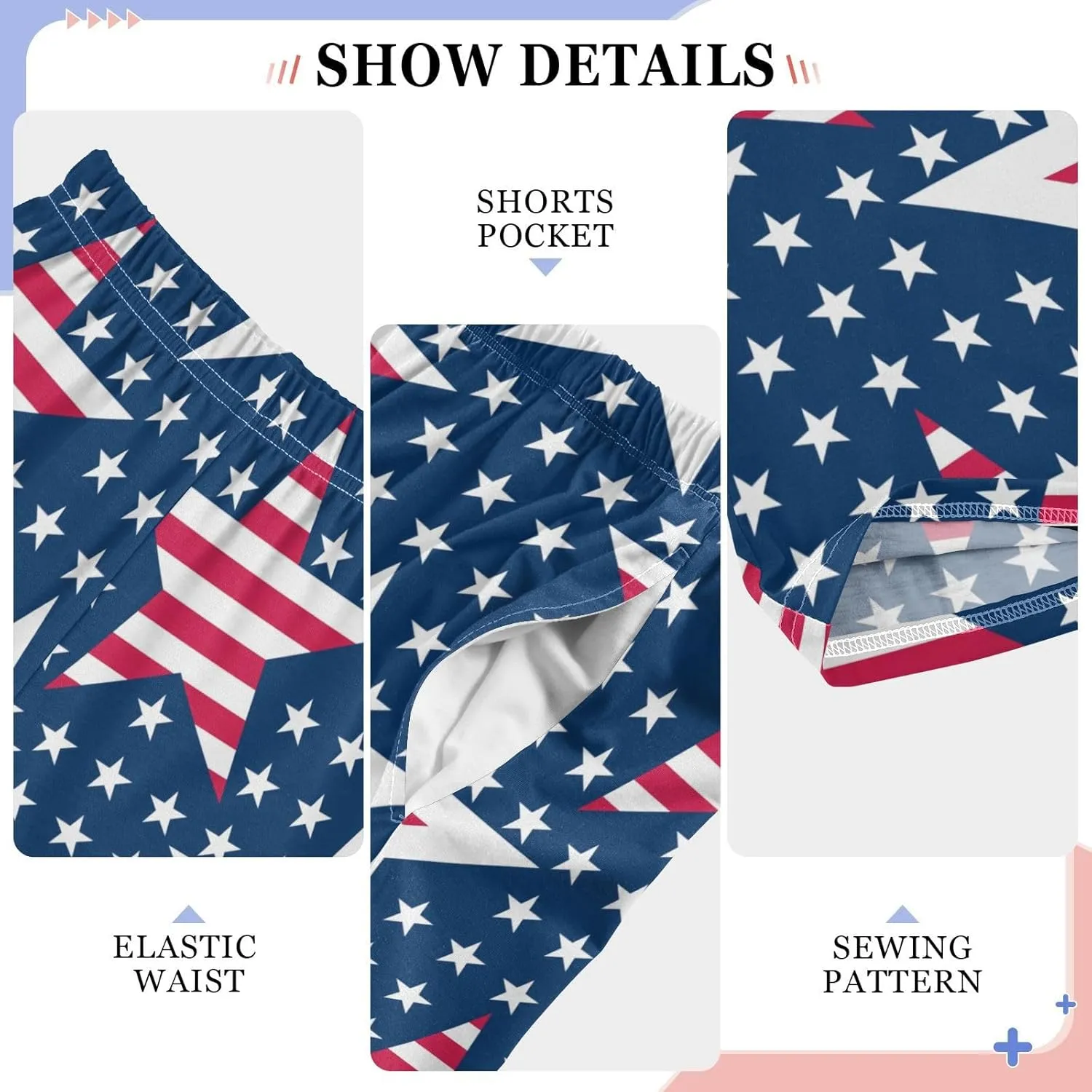 Pigsaly Boys' Pants Independence Day Usa Flag Long Bottoms Five Pointed Stars Stripes Jogger Pants Elastic Waist Trousers S