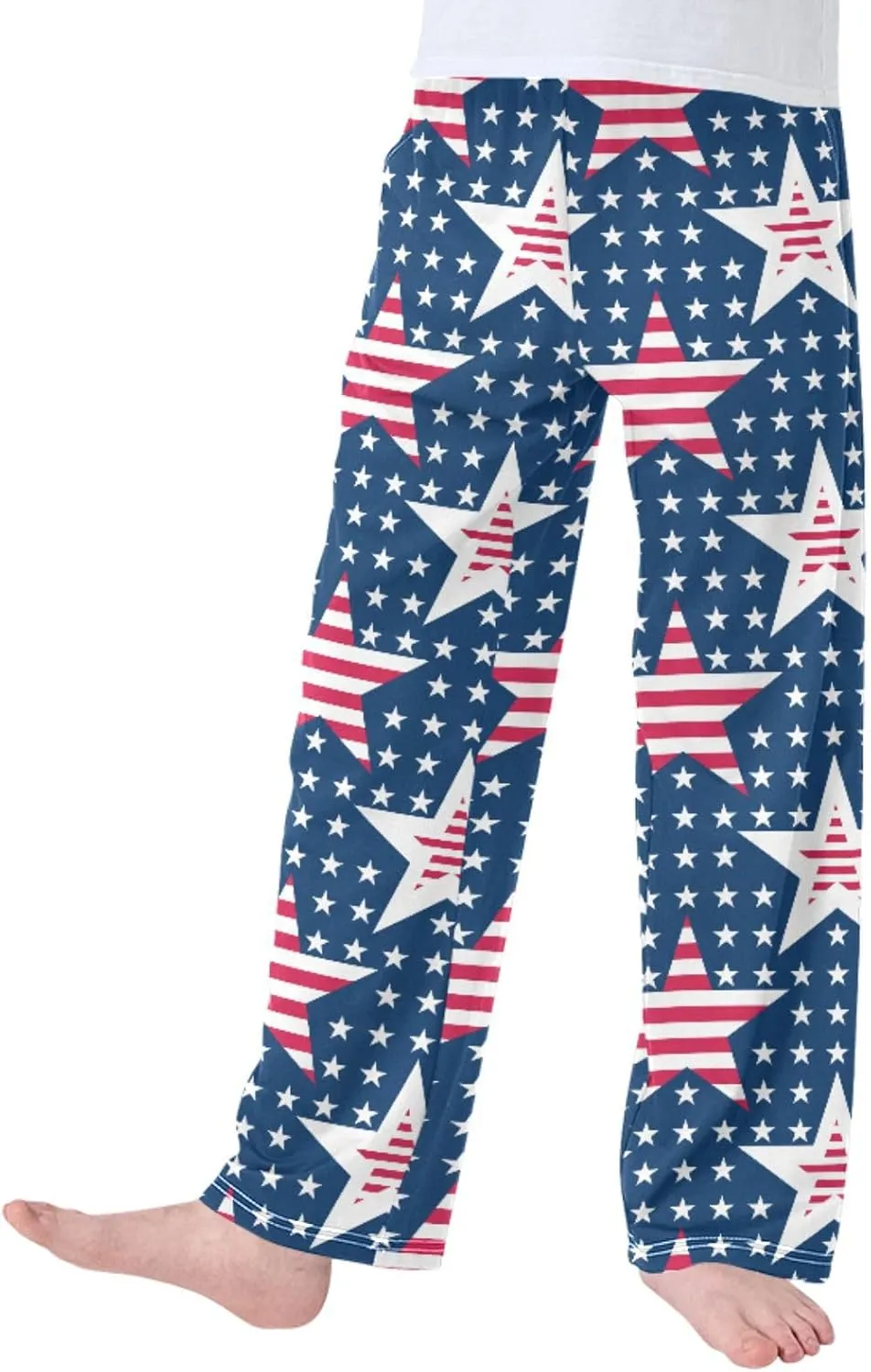Pigsaly Boys' Pants Independence Day Usa Flag Long Bottoms Five Pointed Stars Stripes Jogger Pants Elastic Waist Trousers S