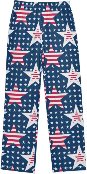 Pigsaly Boys' Pants Independence Day Usa Flag Long Bottoms Five Pointed Stars Stripes Jogger Pants Elastic Waist Trousers S
