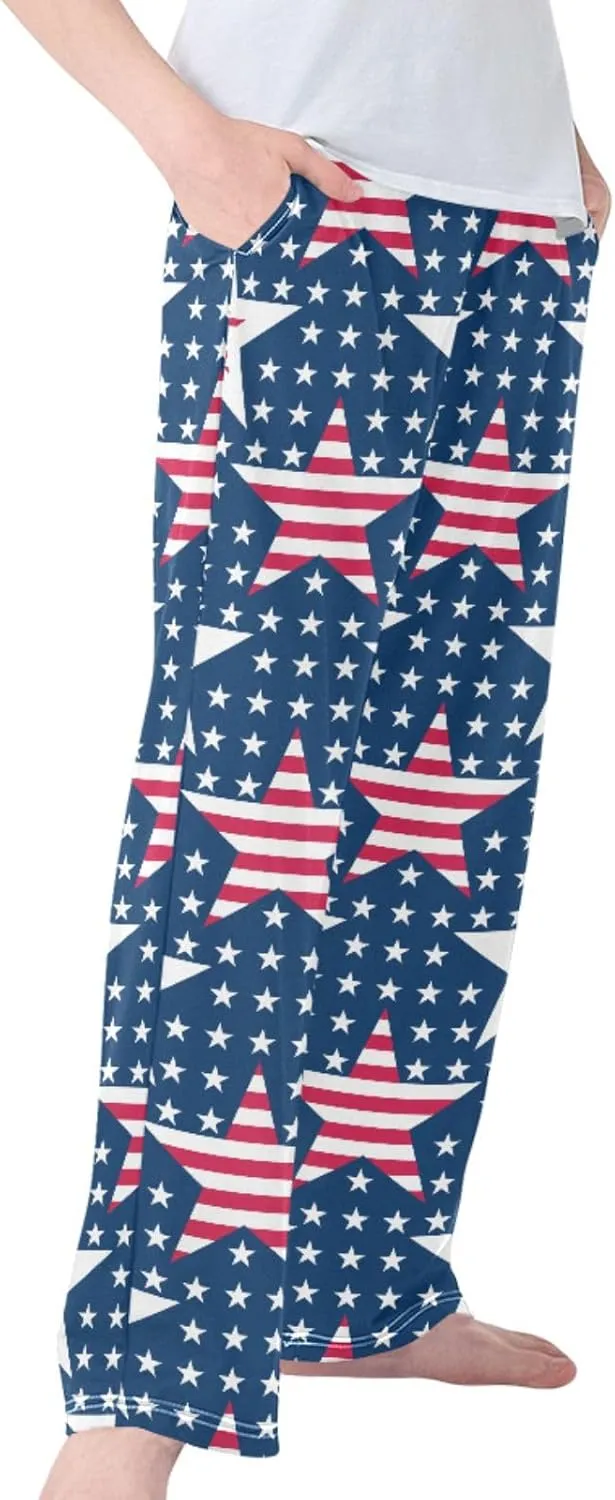 Pigsaly Boys' Pants Independence Day Usa Flag Long Bottoms Five Pointed Stars Stripes Jogger Pants Elastic Waist Trousers S