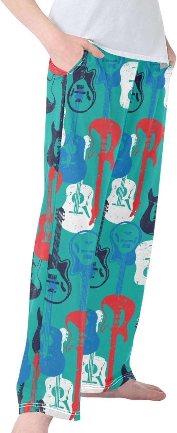 Pigsaly Boys' Pants Rock Star Guitar Long Bottoms Colorful Instrument Jogger Pants Elastic Waist Trousers with Pockets S