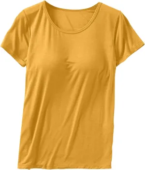 Plus Size Top with Built in Bras for Women Loose Fitting Workout Yoga Shirts Short Sleee Summer Going Out Top