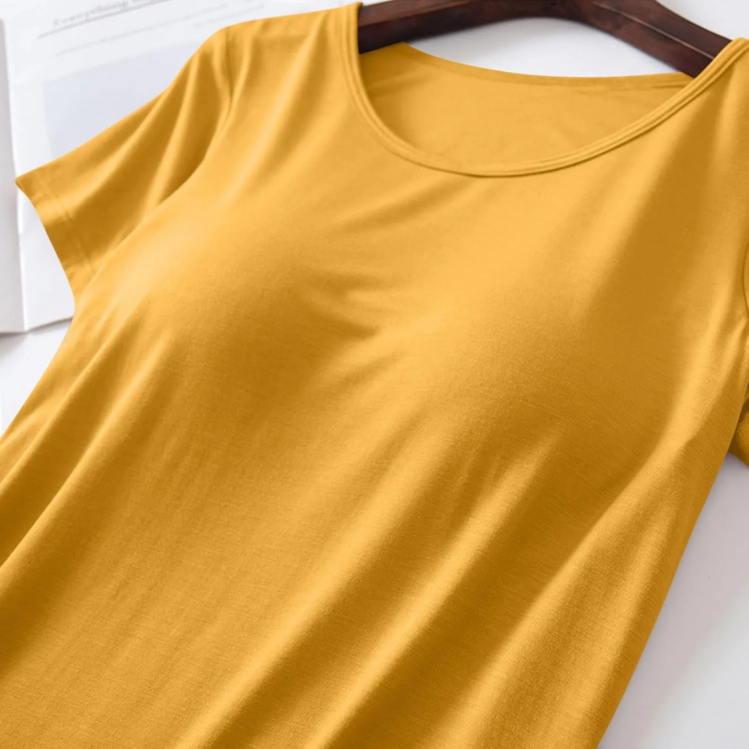 Plus Size Top with Built in Bras for Women Loose Fitting Workout Yoga Shirts Short Sleee Summer Going Out Top