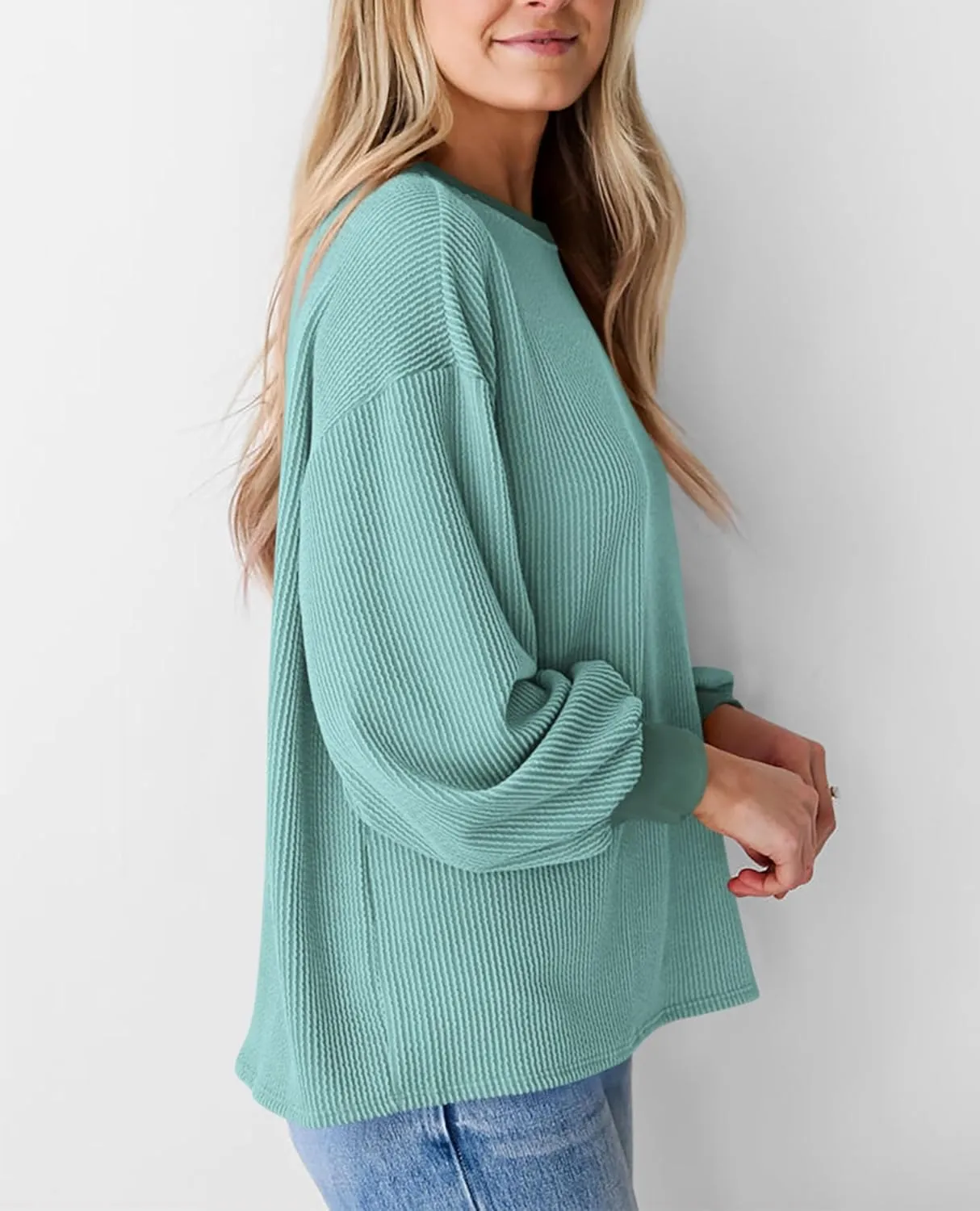 PRETTYGARDEN Women's Long Sleeve Tee Shirts Spring Fall Trendy Clothes Casual Loose Crewneck Ribbed Blouse Tunic Tops